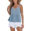 CUPSHE Womens Top Sleeveless Button Front Detail Blouse Casual Loose(Blue)