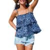CUPSHE Womens Top Square Neck Sleeveless Flutter Shirt Relaxed Blouse Casual Beach Loose(Blue)