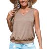 CUPSHE Womens Top V Neck Knit Sleeveless Shirts Dressy Tank Tops 2025 Fashion Blouse Summer Casual(Khaki)