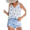 CUPSHE Womens Top V Neck Top Gracie Floral Cami Straps Sleeveless Relaxed Blouse Casual Loose(Blue)