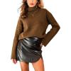CUPSHE Womens Turtleneck Sweater Long Sleeve 2025 Fall Winter Trendy Basic Jumper Top(Brown)
