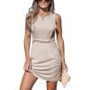 CUPSHE Women’s Twisted Tank Dress Sleeveless Crew Neck Dresses Casual Summer(Beige)