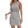 CUPSHE Women’s Twisted Tank Dress Sleeveless Crew Neck Dresses Casual Summer(Grey)