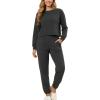 CUPSHE Women’s Two Piece Outfit Sweatsuits Set Long Sleeve Loungewear Tracksuit Jogger Set(Dark Grey)