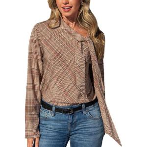 CUPSHE Tops for Women Crewneck Long Sleeve Shirt Ribbed Knit Puff Sleeve Blouse(White)