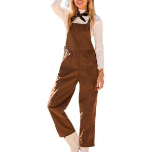 CUPSHE Womens Fall Winter Loose Fit Wide Leg Overalls Jumpsuit Romper Casual Baggy Pants Pockets Trendy Outfit(Brown)