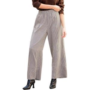 CUPSHE Womens Gingham Palazzo Pants Plaid Wide Leg High Waisted Lounge Pajama Pants Cute Casual Trousers with Pockets(Black)