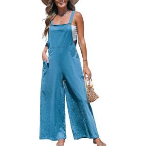 CUPSHE Women’s Loose Sleeveless Jumpsuits Long Pants Romper Overalls Trendy Outfits(Blue)