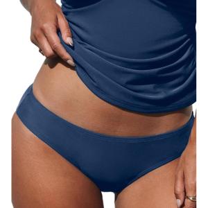 CUPSHE Women’s Low Rise Bikini Bottom Swimsuit Classic Coverage Swim Bottom Only(Navy Blue)