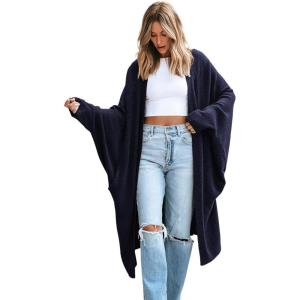 CUPSHE Women’s Oversized Cardigan Sweater Open Front 2025 Fall Long Sleeve Soft Knit Casual Sweaters Outwear(Navy)