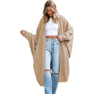 CUPSHE Women’s Oversized Cardigan Sweater Open Front 2025 Fall Long Sleeve Soft Knit Casual Sweaters Outwear(Oatmeal)
