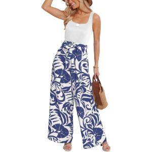 CUPSHE Women’s Romper Square Neck Sleeveless Belted Pocket Wide leg Maxi Outfit Casual Dressy(Blue)