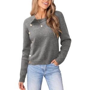 CUPSHE Womens Sweaters Long Sleeve Crew Neck Trendy Sweater Tops for Fall(Grey)
