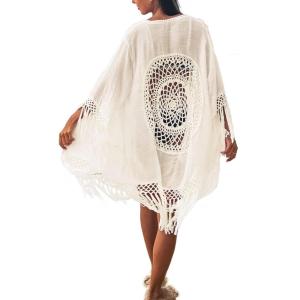 CUPSHE Women’s Tassel Long Kimono Cardigans Beach Swimsuit Bikini Cover Up(Apriot)