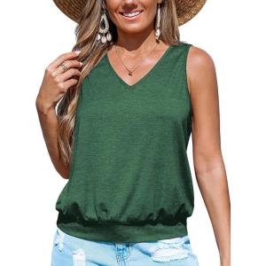 CUPSHE Womens Top V Neck Knit Sleeveless Shirts Dressy Tank Tops 2025 Fashion Blouse Summer Casual(Green)
