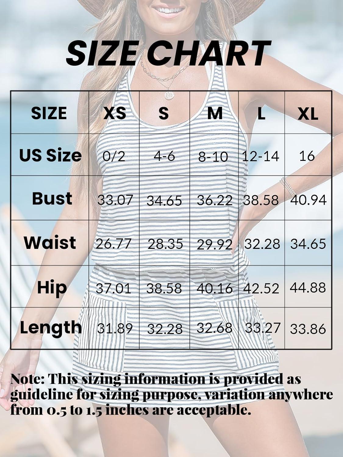 imageCUPSHE Women Swimsuit Coverup Racerback Sleeveless Beach Cover Ups Dress with Side PocketsBlue Striped