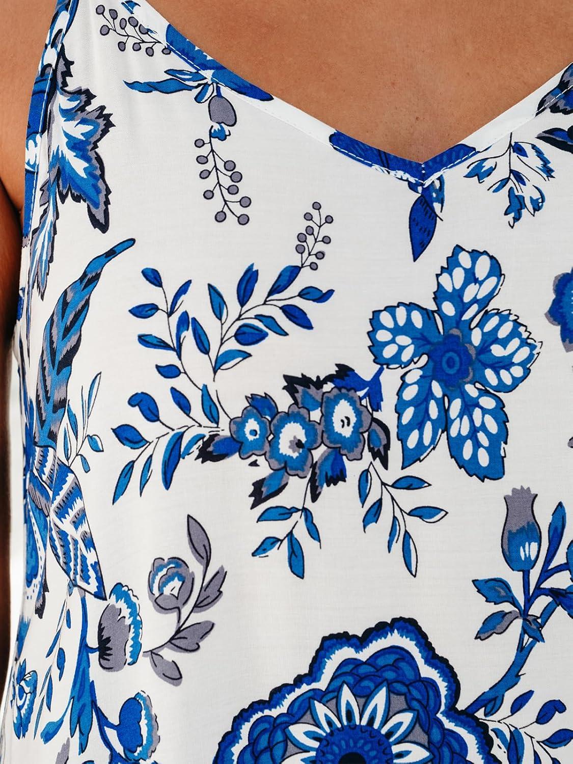 imageCUPSHE Women Swimsuit Coverup V Neck Sleeveless Maxi Summer Beach DressesBlue Floral
