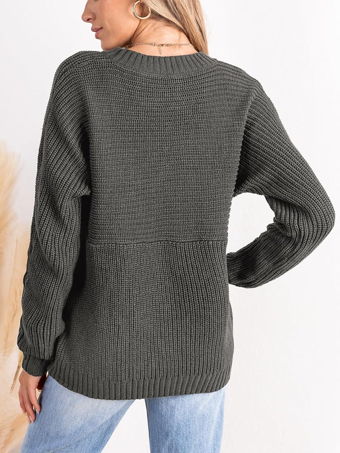imageCUPSHE Womens Long Sleeve Knit Sweaters Crewneck Pullover Fall Sweater Casual Jumper TopsGrey
