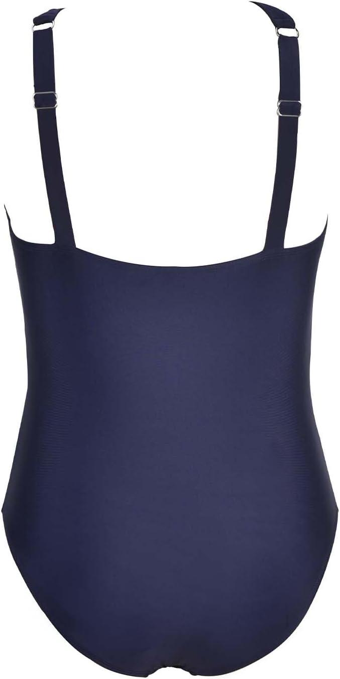imageCUPSHE Womens One Piece Swimsuit Plus Size Tummy Control High Neck Bathing Suit Front Cutout Ruched Wide StrapsNavy Blue