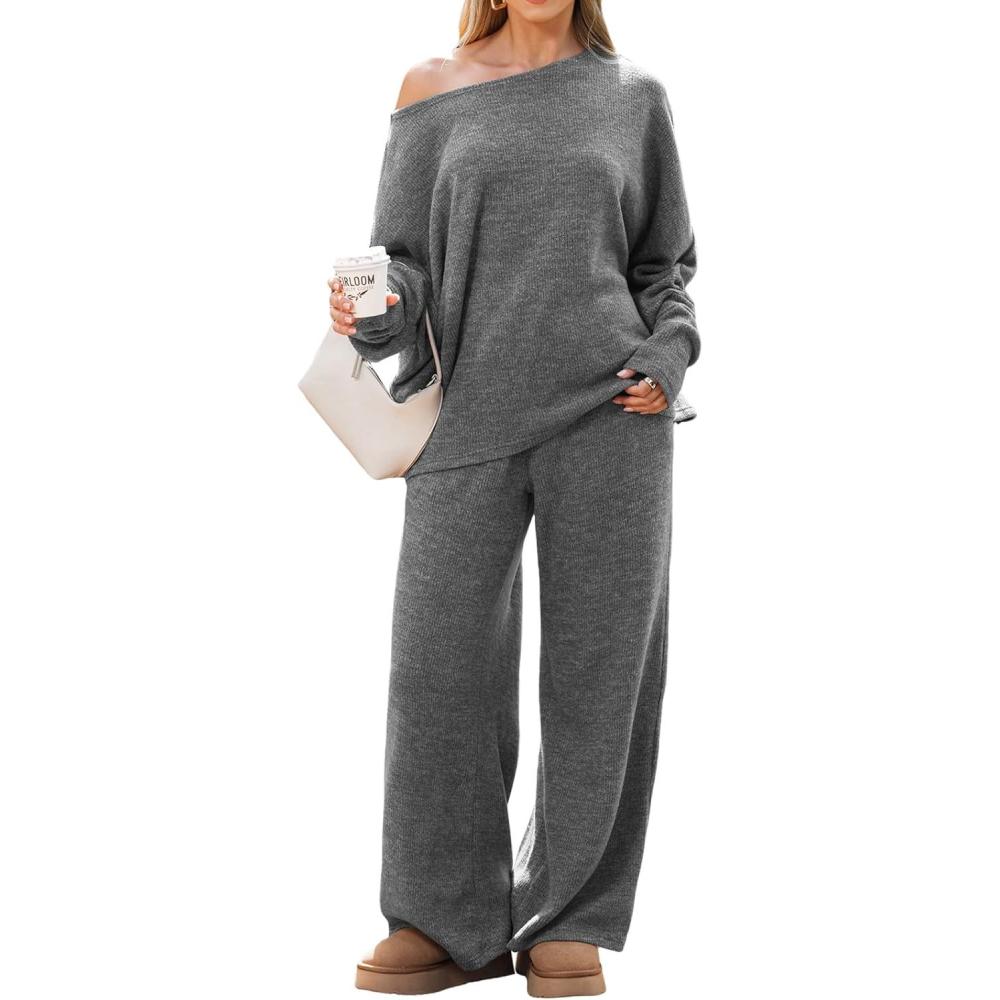 imageCUPSHE Womens Long Sleeve Shirts Casual Off Shoulder Tops Tshirt Basic Tees Fashion Clothes Trendy OutfitsGrey