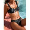CUPSHE Bikini Sets for Women Two Piece Swimsuit U Wire Sexy Bathing Suit Self Tie Wide Straps High Leg Cut Cheeky(Black/Polka Dot)