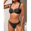 CUPSHE Bikini Sets for Women Two Piece Swimsuit U Wire Sexy Bathing Suit Self Tie Wide Straps High Leg Cut Cheeky(Black/Polka Dot)