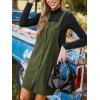 CUPSHE Casual Dresses for Women Square Neck Button Front Sleeveless Pockets A Line Mini Overall Dress(Olive Green)