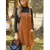 CUPSHE Casual Dresses for Women Square Neck Button Front Sleeveless Pockets A Line Mini Overall Dress(Orange)