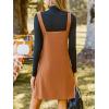 CUPSHE Casual Dresses for Women Square Neck Button Front Sleeveless Pockets A Line Mini Overall Dress(Orange)