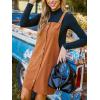 CUPSHE Casual Dresses for Women Square Neck Button Front Sleeveless Pockets A Line Mini Overall Dress(Orange)