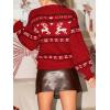 CUPSHE Christmas Sweaters for Women Ugly Xmas Crew Neck Knitted Pullover Long Sleeve Cute Tops(Red)