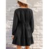CUPSHE Cotton Ruffle Maternity Plus Size Fall Dress for Women V Neck Long Sleeve A Line Semi Formal Mini Autumn Dresses(Black)