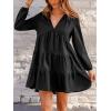 CUPSHE Cotton Ruffle Maternity Plus Size Fall Dress for Women V Neck Long Sleeve A Line Semi Formal Mini Autumn Dresses(Black)