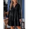 CUPSHE Cotton Ruffle Maternity Plus Size Fall Dress for Women V Neck Long Sleeve A Line Semi Formal Mini Autumn Dresses(Black)