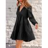CUPSHE Cotton Ruffle Maternity Plus Size Fall Dress for Women V Neck Long Sleeve A Line Semi Formal Mini Autumn Dresses(Black)