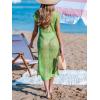 CUPSHE Crochet Cover Ups for Swimwear Women Cap Sleeve Hollow Out Swim Coverup Beach Midi Dress Spring Green, M