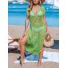 CUPSHE Crochet Cover Ups for Swimwear Women Cap Sleeve Hollow Out Swim Coverup Beach Midi Dress Spring Green, M