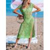 CUPSHE Crochet Cover Ups for Swimwear Women Cap Sleeve Hollow Out Swim Coverup Beach Midi Dress Spring Green, M