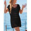 CUPSHE Crochet Swimsuit Coverup for Women Hollow Out Split Casual Summer Beach Cover Up Dress for Swimwear(Black)
