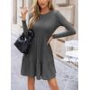 CUPSHE Fall Dress for Women 2025 Casual Round Neck Long Sleeve Knit Ruffled Fitted A Line Mini Spring Sweater Dress(Dark Grey)