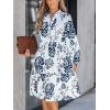 CUPSHE Fall Dress for Women 2025 V Neck Long Sleeve Floral Button Ruffled Fall Fashion Midi Spring Casual Dress(Navy Floral)
