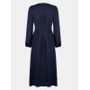 CUPSHE Fall Dresses for Women V Neck Long Sleeve Tunic Waist Slit Solid Color A Line Midi Casual Dress(Navy Blue)