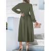 CUPSHE Fall Dresses for Women V Neck Long Sleeve Tunic Waist Slit Solid Color A Line Midi Casual Dress(Olive Green)