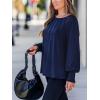 CUPSHE Fall Tops for Women Long Sleeve Shirts 2025 Dressy Pleated Tunics Puff Sleeve Blouses with Smocked Cuffs(Navy)