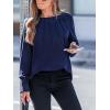 CUPSHE Fall Tops for Women Long Sleeve Shirts 2025 Dressy Pleated Tunics Puff Sleeve Blouses with Smocked Cuffs(Navy)
