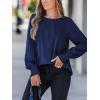 CUPSHE Fall Tops for Women Long Sleeve Shirts 2025 Dressy Pleated Tunics Puff Sleeve Blouses with Smocked Cuffs(Navy)