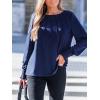 CUPSHE Fall Tops for Women Long Sleeve Shirts 2025 Dressy Pleated Tunics Puff Sleeve Blouses with Smocked Cuffs(Navy)