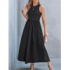 CUPSHE Formal Dress for Women 2025 Party Round Neck Knit Tank Top Cutout Sleeveless Pockets Maxi Dress(Black)