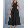 CUPSHE Formal Dress for Women 2025 Party Round Neck Knit Tank Top Cutout Sleeveless Pockets Maxi Dress(Black)