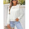 CUPSHE Long Sleeve Shirts for Women’s Lace Tops Mesh Sheer Crew Neck Casual Shirts Sexy Fall Going Out(White)